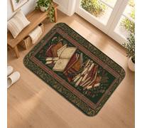 Tappeto runner vintage con libri a tema biblioteca 2x3 | Tappeto runner vintage per corridoio, motivo biblioteca, intricato scorrimento, estetica accademica, ispirato alla