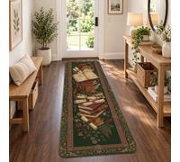 Tappeto runner vintage con libri a tema biblioteca 2x5 | Tappeto runner vintage per corridoio, motivo biblioteca, intricato scorrimento, estetica accademica, ispirato alla