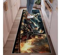 Tappeto runner vintage patriottico con aquila e stelle per il giorno dell'indipendenza rosso a pelo basso rettangolare tappeti per pavimento bordatura per cucina, ingresso, bagno, porta, decorazione