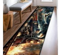 Tappeto runner vintage patriottico con aquila e stelle per il giorno dell'indipendenza rosso a pelo basso rettangolare tappeti per pavimento bordatura per cucina, comodino, ingresso ingresso corridoio