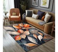 Tappeto Salotto 120x160cm Fiori grigio-marroni Morbido Tappeto con Stampa Scendiletto Camera da Letto Tappeti Lavabili per Salotto Cameretta Bambino Ufficio