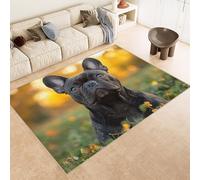 Tappeto Salotto 140x200 cm 3D Modelli Cane Erba Fiori Animale Tappeto Antiscivolo Lavabile in Lavatrice Tappeti Camera da Letto Imitazione Cashmere Adatto per Cameretta dei Bambini Zona Notte