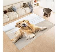 Tappeto Salotto 160x230 cm 3D Modelli Cane Carino Spiaggia Tappeto Antiscivolo Lavabile in Lavatrice Tappeti Camera da Letto Imitazione Cashmere Adatto per Cameretta dei Bambini Zona Notte