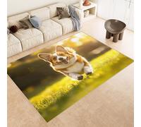 Tappeto Salotto 160x230 cm 3D Modelli Cane Erba Fiori Animale Tappeto Antiscivolo Lavabile in Lavatrice Tappeti Camera da Letto Imitazione Cashmere Adatto per Cameretta dei Bambini Zona Notte