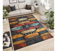 Tappeto Salotto 160x230 cm 3D Modelli Piume Gemme Pietre Arte Tappeto Antiscivolo Lavabile in Lavatrice Tappeti Camera da Letto Imitazione Cashmere Adatto per Cameretta dei Bambini Zona Notte