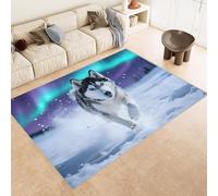 Tappeto Salotto 180x240 cm 3D Modelli Cane Aurora Neve Montagna Tappeto Antiscivolo Lavabile in Lavatrice Tappeti Camera da Letto Imitazione Cashmere Adatto per Cameretta dei Bambini Zona Notte