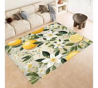 Tappeto Salotto 180x240 cm 3D Modelli Limone Frutta Fiori Foglie Tappeto Antiscivolo Lavabile in Lavatrice Tappeti Camera da Letto Imitazione Cashmere Adatto per Cameretta dei Bambini Zona Notte