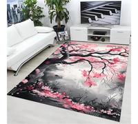 Tappeto Salotto 50x160cm Albero di fiori rosa Morbido Tappeto con Stampa Scendiletto Camera da Letto Tappeti Lavabili per Salotto Cameretta Bambino Ufficio
