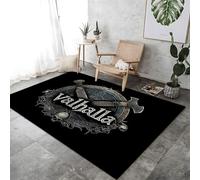 Tappeto Salotto 60 x 120 cm Antiche Rune Vichinghe Stampa, Antiscivolo Morbido Cashmere Superfine Scendiletto Camera da Letto Tappeti Lavabili per Soggiorno Cameretta Bambino Ufficio Nero
