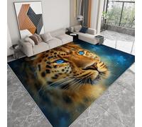 Tappeto Salotto 80 x 120cm, Morbido Tappeto Scendiletto Camera da Letto Animale Leopardo Ghepardo Fauna selvatica Cielo azzurro stelle Tappeti Lavabili per Salotto Cameretta Bambino Pieghevole