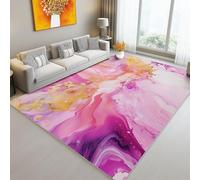Tappeto Salotto Astratto Glitter oro Marmo Tema Flanella Stampa Tappeto, 60 x 120 cm Lavabile Antiscivolo Decorazione Domestica Scendiletto, Rosa Antiscivolo Tappeto Gioco Per Soggiorno