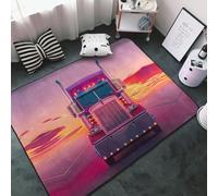 Tappeto Salotto Camera da Letto Tramonto Camion Autostrada Morbido Copritutto Lavabile 7.6x12.7cm Tappeto Antiscivolo Tappeto Pavimento Interno Tappeto Camera Da Letto Decorazione Estetico