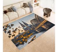 Tappeto Salotto Chiese 140x200 cm 3D Modelli Retro Architettura Tappeto Antiscivolo Lavabile in Lavatrice Tappeti Camera da Letto Imitazione Cashmere Adatto per Cameretta dei Bambini Carpet