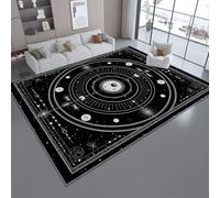Tappeto Salotto Dark fantasy Corpi celesti Stelle Tema Flanella Stampa Tappeto, 140 x 200 cm Lavabile Antiscivolo Decorazione Domestica Scendiletto, Nero Antiscivolo Tappeto Gioco Per Soggiorno