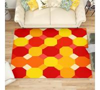 Tappeto Salotto di Flanella Stampato In 3D, Arte Geometrica Luminosa Tappeti Morbido Soggiorno Camera per Bambini, Decorazione Piccolo Giallo-Arancio Tappeto per Giochi Antiscivolo, 80x150 cm