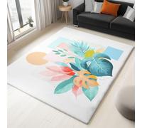 Tappeto Salotto Forme Geometriche Astratte Foglie Di Piante 180 x 240 cm Tappeti Soggiorno, Bianco Tappeto Lavabile Dell'Interno Morbido, Per La Camera Da Letto La Cucina Il Tavolo Della Sala