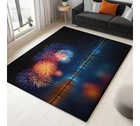 Tappeto Salotto Fotografia Fuochi D’Artificio In Città 60 x 90 cm Tappeti Moderno Del Soggiorno, Nero Tappeto Lavabile Dell'Interno Morbido - Per La Camera Da Letto La Cucina Il Tavolo Della Sala