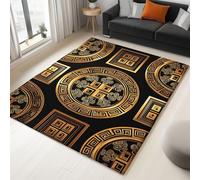 Tappeto Salotto Geometria Greca Cerchio Quadrato Curva 60 x 90 cm Tappeti Moderno Del Soggiorno, Nero Tappeto Lavabile Dell'Interno Morbido, Per La Camera Da Letto La Cucina Il Tavolo Della Sala