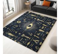 Tappeto Salotto Grandi Dimensioni - Blu Scuro 140x200 cm Tappeto Antiscivolo Lavabile a Pelo Corto Simbolo Dell'Antico Egitto Occhi Motivo per Camera Da Letto Corridoio Soggiorno Sala