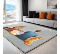 Tappeto Salotto Grigio 120 x 180cm Morbido Tappeto Scendiletto Camera da Letto Genitori e figli cane animale Tappeti Lavabili per Salotto Cameretta Bambino Ufficio Ingresso