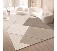 Tappeto Salotto Lavabile in Lavatrice Taglia Grande Pelo Corto, Morbido e Antiscivolo Colore Beige Crema Adatto per Il Soggiorno e la Camera dei Bambini(Style6,120x160cm)