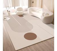 Tappeto Salotto Lavabile in Lavatrice Taglia Grande Pelo Corto, Morbido e Antiscivolo Colore Beige Crema Adatto per Il Soggiorno e la Camera dei Bambini(Style4,200x350cm)