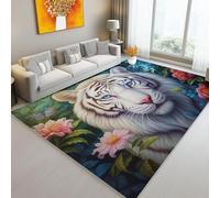 Tappeto Salotto Lavabile Rosa, Dipinto A Olio Fantasy Tigre Giungla Stampati Tappeto Soggiorno Antiscivolo, Camera da Letto Pelo Corto Tappeti per Sala da Pranzo Ufficio Corridoio, 140 x 200 cm