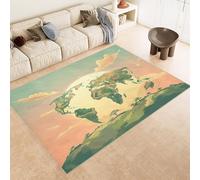 Tappeto Salotto Mappa Del Mondo, Tappeto Per Soggiorno Esplora L'Arte, Lavabile In Lavatrice Pelo Corto Grandi Tappeti Antiscivolo Classico Carpet Rug Per Camera Da Letto 120X160Cm