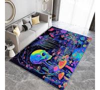 Tappeto Salotto Moderno 160 x 230 cm Stile Fantasy Palude Aliena Teschi Funghi Tappeto per Camera da Letto Bambini Soggiorno Tappeto Flanella Decorazione Carpets Lavabile Antiscivolo Morbido Tappetino