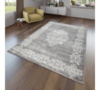 TT Home Tappeto Salotto Moderno Orientale Tappeto Salotto Pelo Corto in Grigio Bianco, Dimensione:80x150 cm