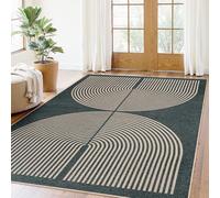 Tappeto Salotto Moderno Pelo Corto,Colori neutri moderni, design geometrico, nero e verde, 120 x 160 cm,Tappeti per Decorazioni Casa Moderna Soggiorno,