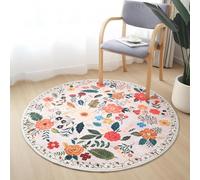 Tappeto Salotto Moderno Pelo Corto,Stampe moderne motivi floreali rossi, bianchi, blu verdi, multicolore, rotondo 90 cm,Decorazioni tavolini moderni Cucina carpet