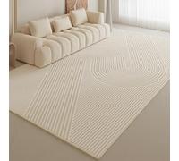 Tappeto Salotto Moderno Pelo Corto,Strisce geometriche moderne dal design contemporaneo, crema, 120 x 180 cm,Soggiorno, Camera da letto Decorativi Moderni,