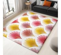 Tappeto Salotto Moderno Piuma Di Pavone A Ventaglio Disegnata A Mano 180 x 240 cm Tappeto Camera da Letto, Bianco Adolescenti Bambini Soggiorno Tappeti Flanella Lavabile Antiscivolo Morbido Tappetino