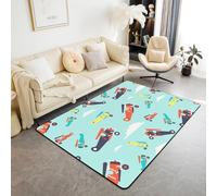 Tappeto Salotto Moderno Tappeto Pelo Corto Tappeto Soggiorno Aeroplano Del Fumetto - Tappeto Camera De Letto Moquette - Tappeti Per Cucina Tappeto Sala Disegno Confine 80 X 120 Cm /9388856196345