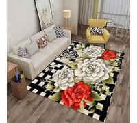 Tappeto Salotto Moderno Tappeto Pelo Corto Tappeto Soggiorno Fiori Delle Piante - Tappeto Camera De Letto Moquette - Tappeti Per Cucina Tappeto Sala Disegno Confine 100 X 150 Cm /2298567599128