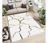 Tappeto Salotto Moderno Tappeto Pelo Corto Tappeto Soggiorno Marmo Bianco Texture Linea Oro - Tappeto Camera De Letto Moquette - Tappeti Per Cucina Tappeto Sala Disegno Confine 50 X 80 Cm / -4P1E-S7E