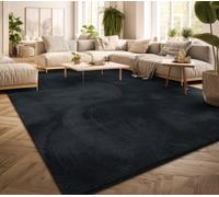 TT Home Tappeto Salotto Pelo Corto Monocolore Design Moderno Lavabile, Colore: Blu Navy, Dimensione:60x100 cm