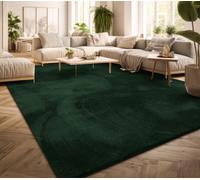 TT Home Tappeto Salotto Pelo Corto Monocolore Design Moderno Lavabile, Colore: Verde Scuro Petrolio, Dimensione:120 cm tondo