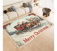 Tappeto Salotto Pelo Corto Natale Vecchio Uomo Natale Imitazione Cashmere 140x200 cm Antiscivolo per Tappeti Lavabile Tappeto Bagno Grande Adatto per Camera da Letto Camera dei Bambini Esterno
