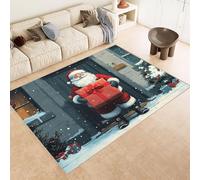 Tappeto Salotto Pelo Corto Natale Vecchio Uomo Natale Imitazione Cashmere 160x230 cm Antiscivolo per Tappeti Lavabile Tappeto Bagno Grande Adatto per Camera da Letto Camera dei Bambini Esterno