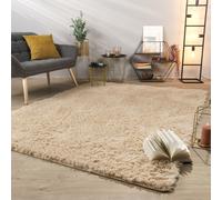 TT Home Tappeto Salotto Pelo Lungo Shaggy Morbido Soffice Design Moderno Monocolore, Colore: Beige, Dimensione:140x200 cm