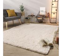 TT Home Tappeto Salotto Pelo Lungo Shaggy Morbido Soffice Design Moderno Monocolore, Colore: Beige Crema, Dimensione:200 cm tondo
