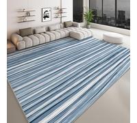 Tappeto Salotto Righe Orizzontali Minimaliste Disegnate A Mano Morbido Pelo Corto Tappeto Camera Da Letto, Tappeti Antiscivolo Lavabile per Cameretta Soggiorno Sala Scendiletto, Blu 80 x 150 cm