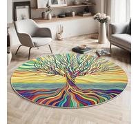 Tappeto Salotto Rotondo 100Cm Albero Lineare Astratto Tappeto Camera Da Letto Antiscivolo Morbido Tappeto Soggiorno Lavabile In Lavatrice Tappeti Salotto Carpet Per Cameretta Dei Bambini Sala
