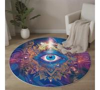 Tappeto Salotto Rotondo 140 cm, Modello Mandala Tappeto Antiscivolo Lavabile in Lavatrice Tappeti Occhio Che Tutto Vede Tappeti Salotto Grandi Dimensioni per Camera da Letto, Soggiorno, Blu Scuro