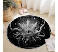 Tappeto Salotto Rotondo 60cm, Fantasia Oscura Stile Lavabile a Pelo Corto Tappeto Gotico Misterioso Mostro Morbido Passatoia Stampato Adatto per Camera da Letto Sala da Pranzo Grigio