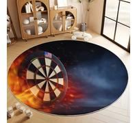 Tappeto Salotto Rotondo Arte Digitale Bersaglio Da Dardo In Fiamme 150 cm Tappeti Soggiorno Rotondo, Nero Tappeto Lavabile Dell'Interno Morbido - Per La Camera Da Letto La Cucina Il Tavolo Della Sala