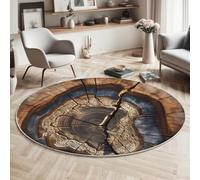 Tappeto Salotto Rotondo Grande Pelo Corto, Progettazione Delle Crepe Nei Vecchi Ceppi D'Albero Grandi Antiscivolo Tondo Moquette, Soggiorno Bagno,Domestica Decor Tappeti (180Cm,Marrone Chiaro)