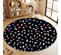 Tappeto Salotto Rotondo Minimalismo Piccola Freccia 80 cm Tappeti Moderno Del Soggiorno Rotondo, Nero Tappeto Lavabile Dell'Interno Morbido - Per La Camera Da Letto La Cucina Il Tavolo Della Sala